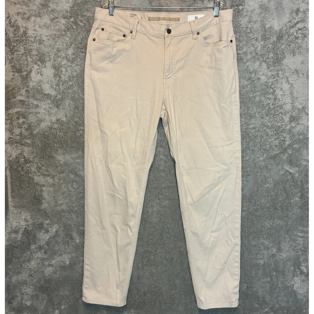 Banana Republic Men Athletic Traveler 5 Pocket Pant 36x32 Tapered Neutral Twill